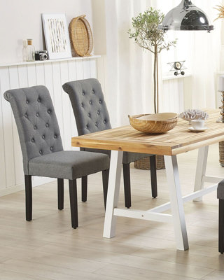 Set of 2 Fabric Dining Chairs Grey VELVA