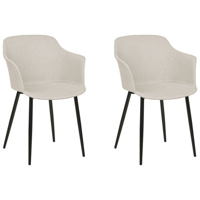 Set of 2 Fabric Dining Chairs Light Beige ELIM
