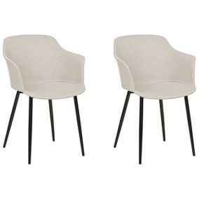 Set of 2 Fabric Dining Chairs Light Beige ELIM
