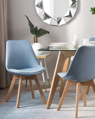 Set of 2 Fabric Dining Chairs Light Blue DAKOTA II