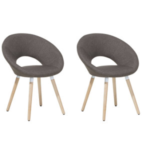 Set of 2 Fabric Dining Chairs Light Brown ROSLYN