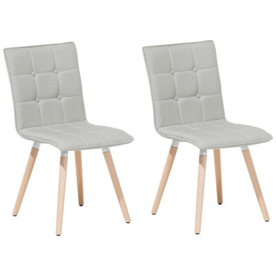 Set of 2 Fabric Dining Chairs Light Grey BROOKLYN