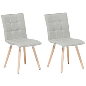 Set of 2 Fabric Dining Chairs Light Grey BROOKLYN