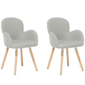 Set of 2 Fabric Dining Chairs Light Grey BROOKVILLE