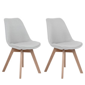Set of 2 Fabric Dining Chairs Light Grey DAKOTA II