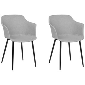 Set of 2 Fabric Dining Chairs Light Grey ELIM