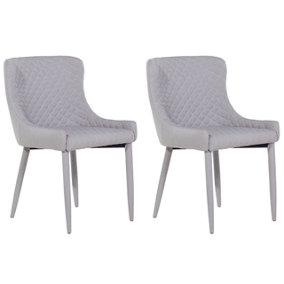 Set of 2 Fabric Dining Chairs Light Grey SOLANO