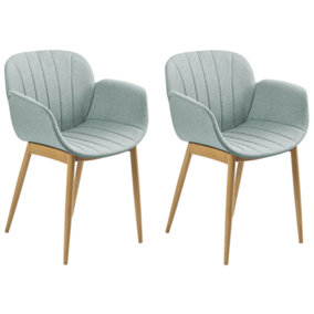 Set of 2 Fabric Dining Chairs Mint Green ALICE