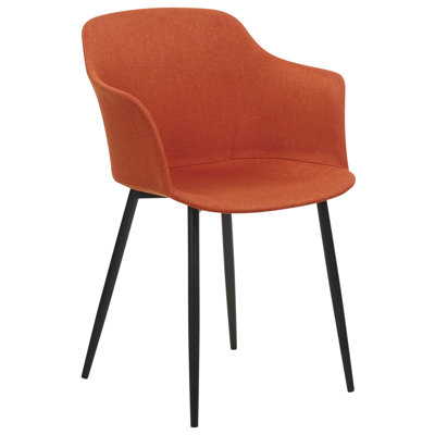 Set of 2 Fabric Dining Chairs Orange ELIM