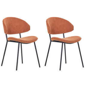 Set of 2 Fabric Dining Chairs Orange KIANA