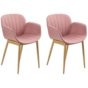 Set of 2 Fabric Dining Chairs Pink ALICE
