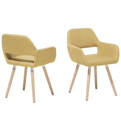 Set of 2 Fabric Dining Chairs Yellow CHICAGO