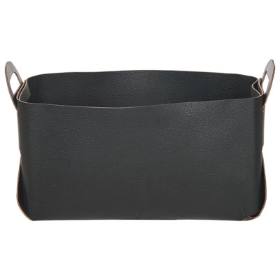 Set of 2 Faux Leather Baskets Black NUZI