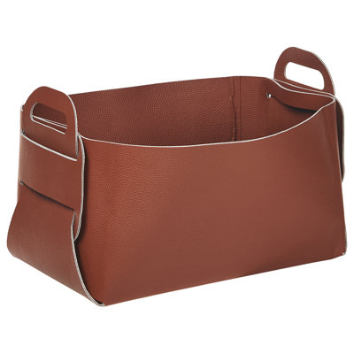 Set of 2 Faux Leather Baskets Brown NUZI