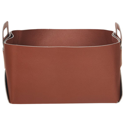 Set of 2 Faux Leather Baskets Brown NUZI