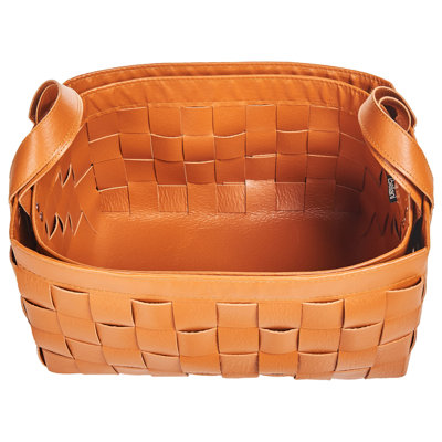 Set of 2 Faux Leather Baskets Golden Brown SIPPAR