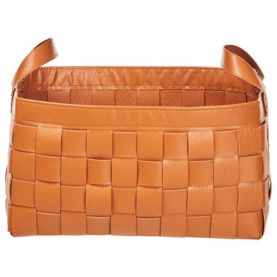 Set of 2 Faux Leather Baskets Golden Brown SIPPAR