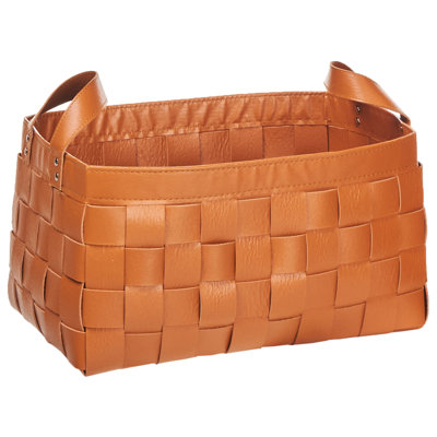 Set of 2 Faux Leather Baskets Golden Brown SIPPAR