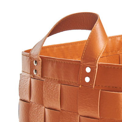 Set of 2 Faux Leather Baskets Golden Brown SIPPAR