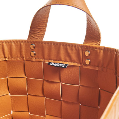 Set of 2 Faux Leather Baskets Golden Brown SIPPAR
