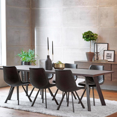 Set Of 2 Faux Leather Black Dining Chairs With Metal Legs | DIY at B&Q