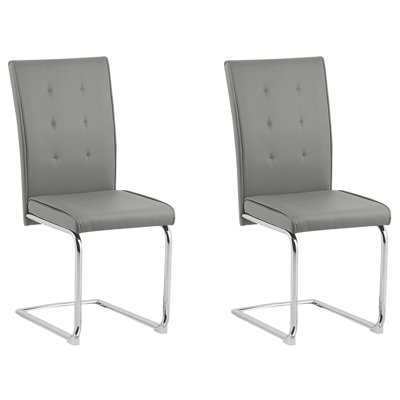 Set of 2 Faux Leather Cantilever Chair Grey ROVARD