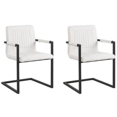 Set of 2 Faux Leather Cantilever Chair Off-White BRANDOL