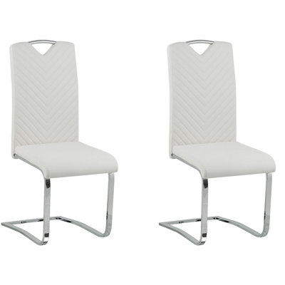 Set of 2 Faux Leather Cantilever Chair Off-White PICKNES