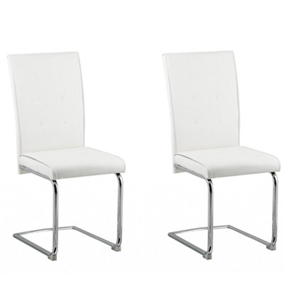 Set of 2 Faux Leather Cantilever Chair Off-White ROVARD