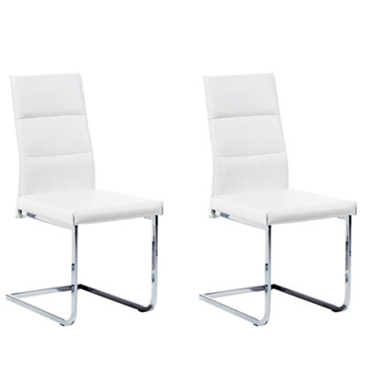 Set of 2 Faux Leather Cantilever Chair White ROCKFORD