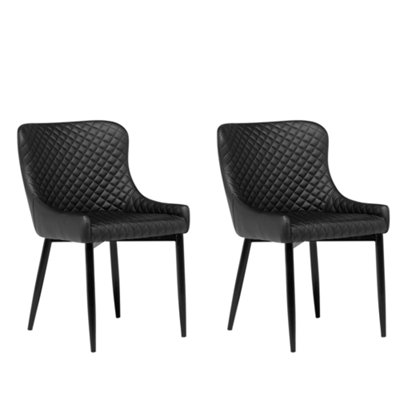 Set of 2 Faux Leather Dining Chair Black SOLANO | DIY at B&Q