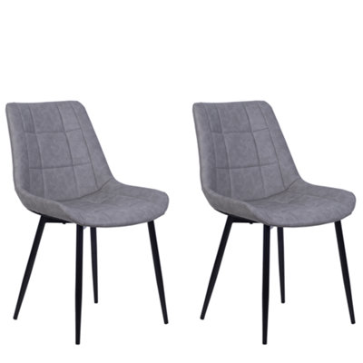 Set of 2 Faux Leather Dining Chair Grey MELROSE II