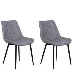 Set of 2 Faux Leather Dining Chair Grey MELROSE