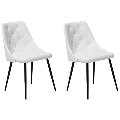 Set of 2 Faux Leather Dining Chair White VALERIE