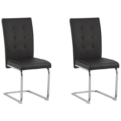 Set of 2 Faux Leather Dining Chairs Black ROVARD