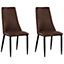 Set of 2 Faux Leather Dining Chairs Brown CLAYTON