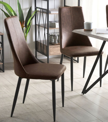 Set of 2 Faux Leather Dining Chairs Brown CLAYTON
