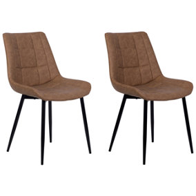 Set of 2 Faux Leather Dining Chairs Golden Brown MELROSE II