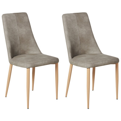 Set of 2 Faux Leather Dining Chairs Light Grey CLAYTON