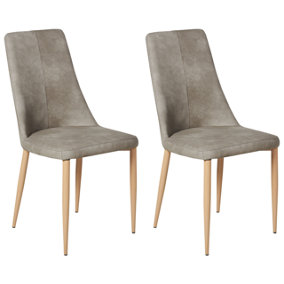 Set of 2 Faux Leather Dining Chairs Light Grey CLAYTON