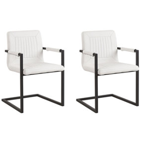 Set of 2 Faux Leather Dining Chairs Off-White BRANDOL