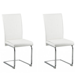 Set of 2 Faux Leather Dining Chairs Off-White ROVARD