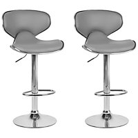 Set of 2 Faux Leather Swivel Bar Stools Grey CONWAY