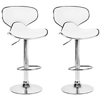 Set of 2 Faux Leather Swivel Bar Stools White CONWAY