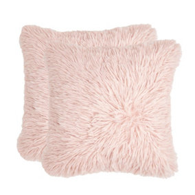 Set of 2 Faux Mongolian Fur Cushion Covers