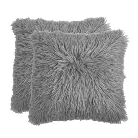 Set of 2 Faux Mongolian Fur Cushion Covers