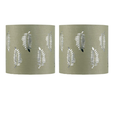 Set of 2 Fern - Sage Green Cut Out 15.5cm Table Lamp Shades