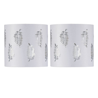Set of 2 Fern - White Cut Out 15.5cm Table Lamp Shades