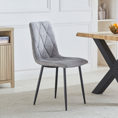 Set of 2 Ficarra Fabric Dining Chairs - Grey