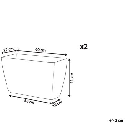 Set of 2 Flower Pot Stone Grey 60 x 27 x 41 cm BARIS